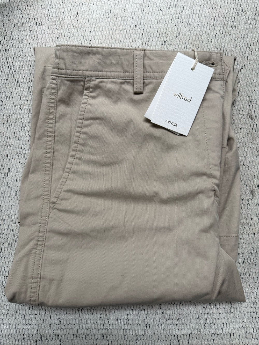 Aritzia Wilfred Washed Marcona Beige Relaxed Hi Wide Chinos